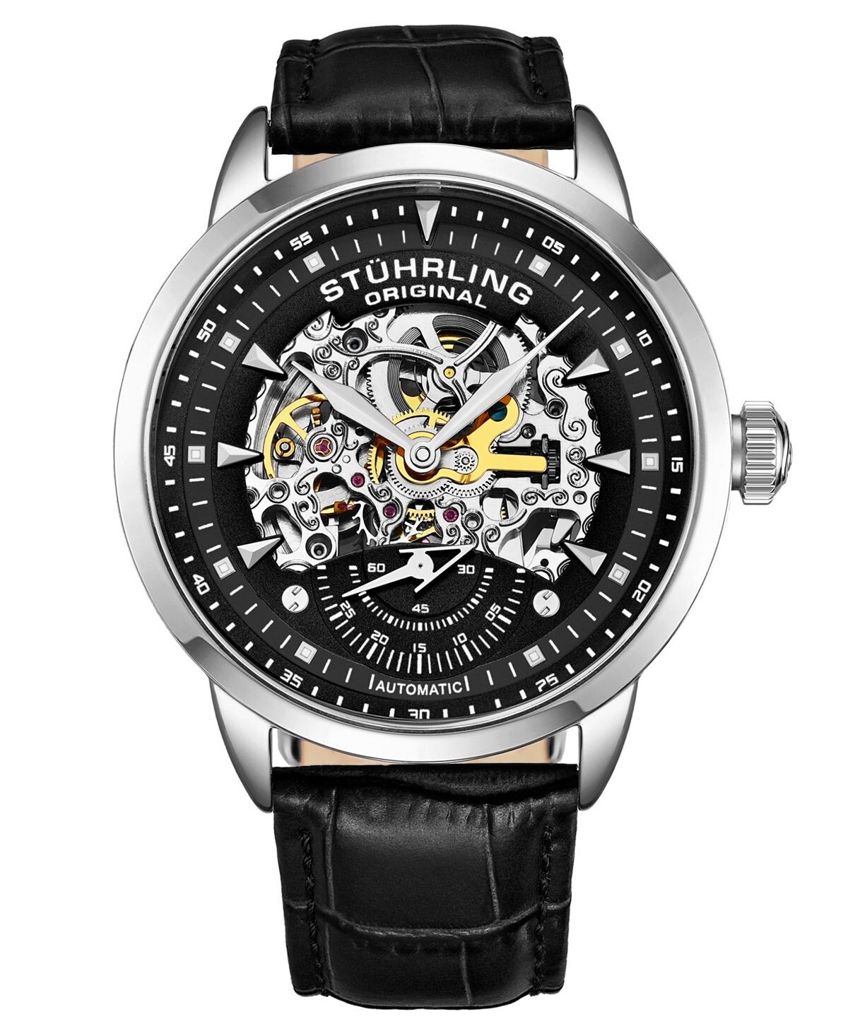 Мужские часы Legacy, черная кожа, черный циферблат, круглые часы 44 мм Stuhrling
Мужские часы Legacy, черная кожа, черный циферблат, круглые часы 44 мм Stuhrling