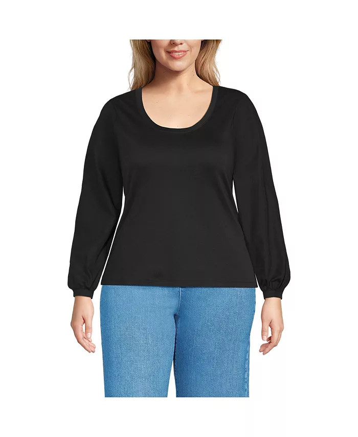 Топ-блузон с круглым вырезом и рукавами размера плюс Lands' End, черный
Топ-блузон с круглым вырезом и рукавами размера плюс Lands' End, черный