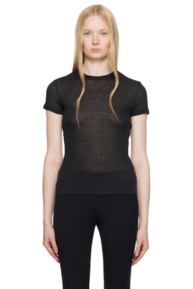 Черная прозрачная хлопковая футболка SKIMS
Черная прозрачная хлопковая футболка SKIMS