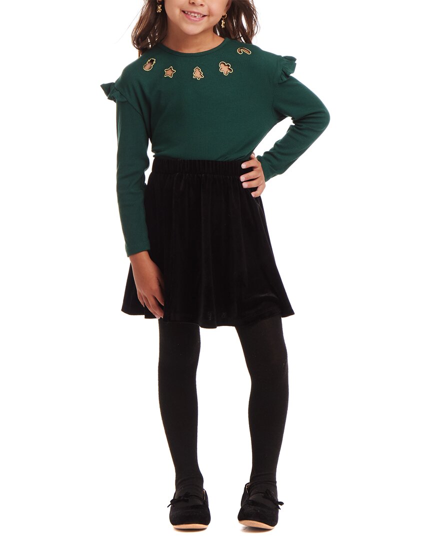 Комплект из футболки и юбки в рубчик от Andy & Evan, зеленый
Комплект из футболки и юбки в рубчик от Andy & Evan, зеленый