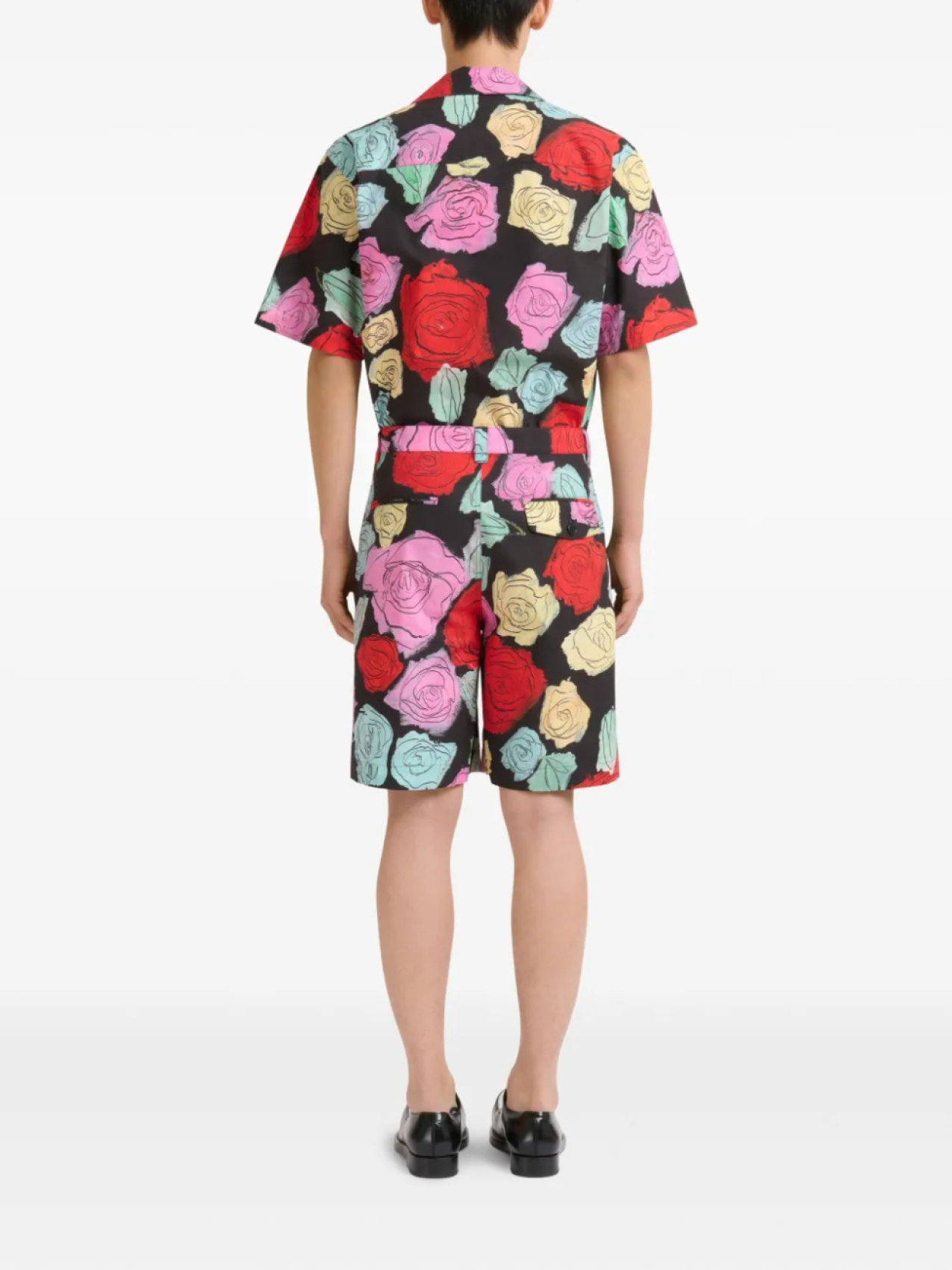 Шорты строгого кроя с цветочным узором Marni, черный 
Шорты строгого кроя с цветочным узором Marni, черный