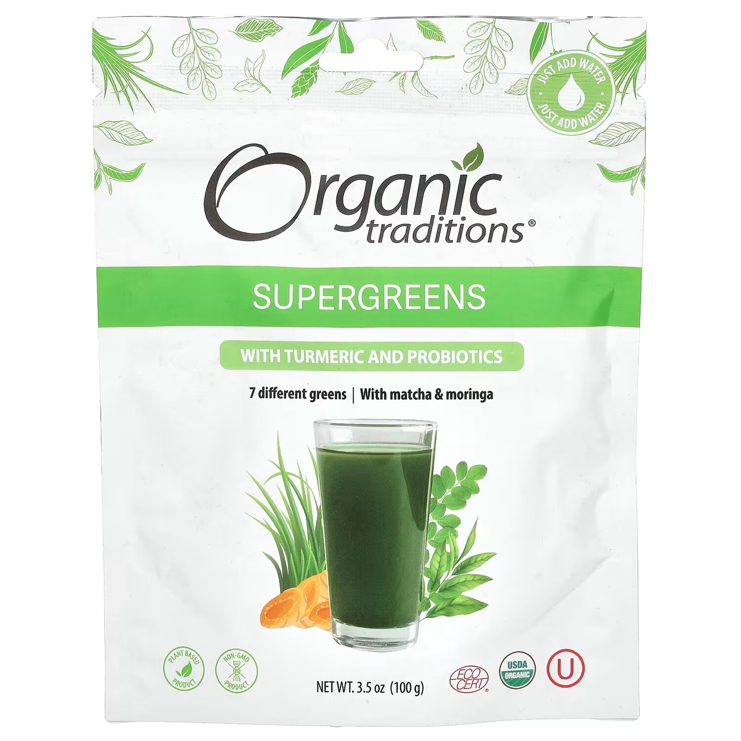 Добавка Organic Traditions Supergreens with Turmeric and Probiotics, 100 г
Добавка Organic Traditions Supergreens with Turmeric and Probiotics, 100 г