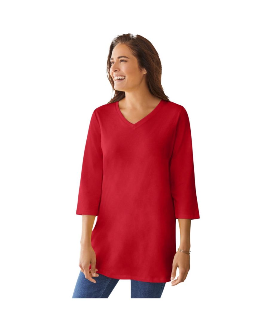 Туника больших размеров с рукавами три четверти и V-образным вырезом Woman Within, Classic red
Туника больших размеров с рукавами три четверти и V-образным вырезом Woman Within, Classic red