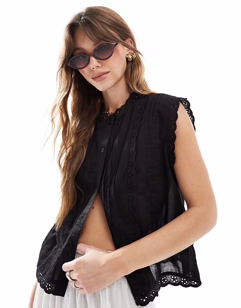 Рубашка без рукавов ASOS DESIGN с отделкой вышивкой черного цвета
Рубашка без рукавов ASOS DESIGN с отделкой вышивкой черного цвета