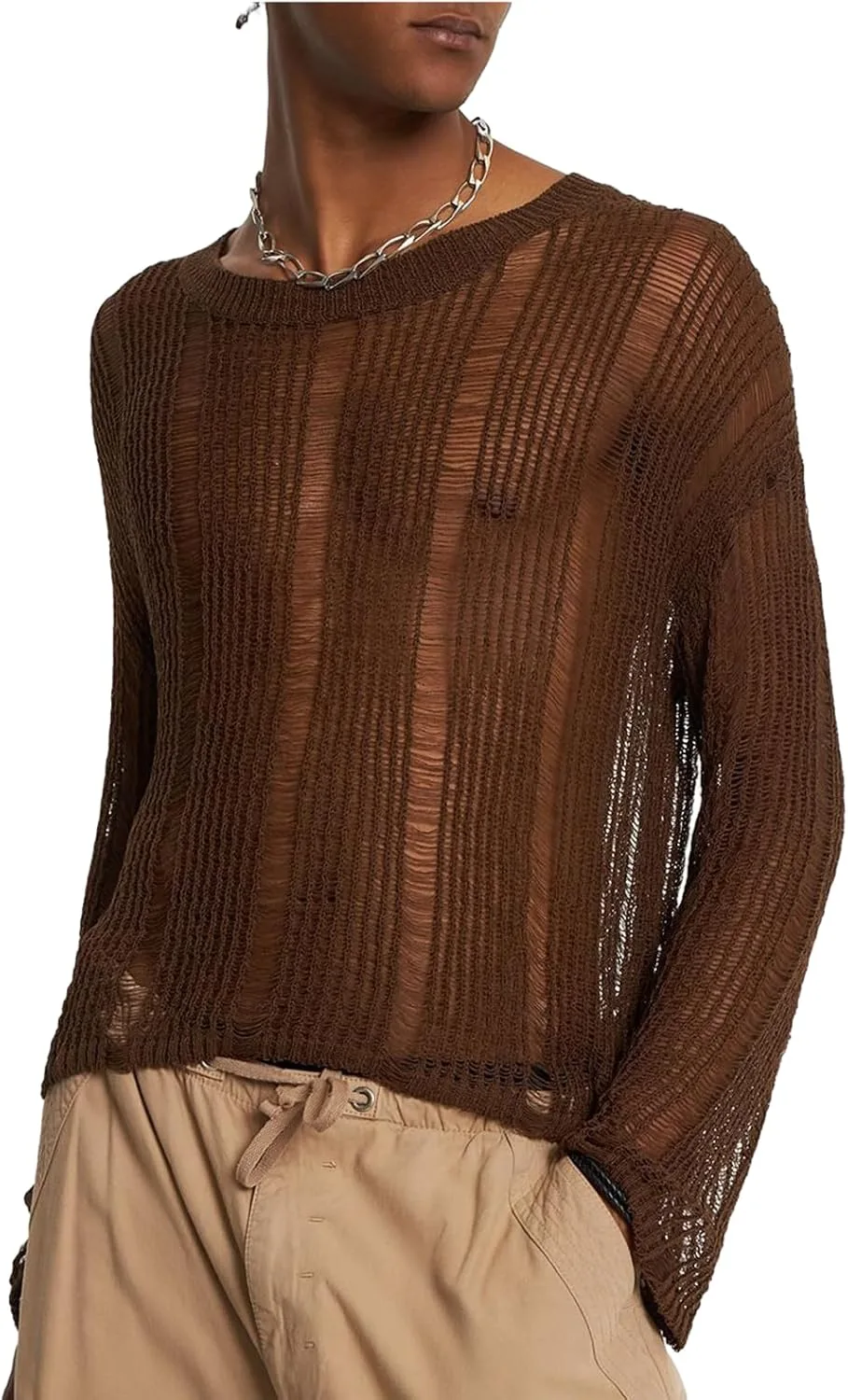 BaronHong мужской свитер с прорезями и длинными рукавами для лета
BaronHong мужской свитер с прорезями и длинными рукавами для лета