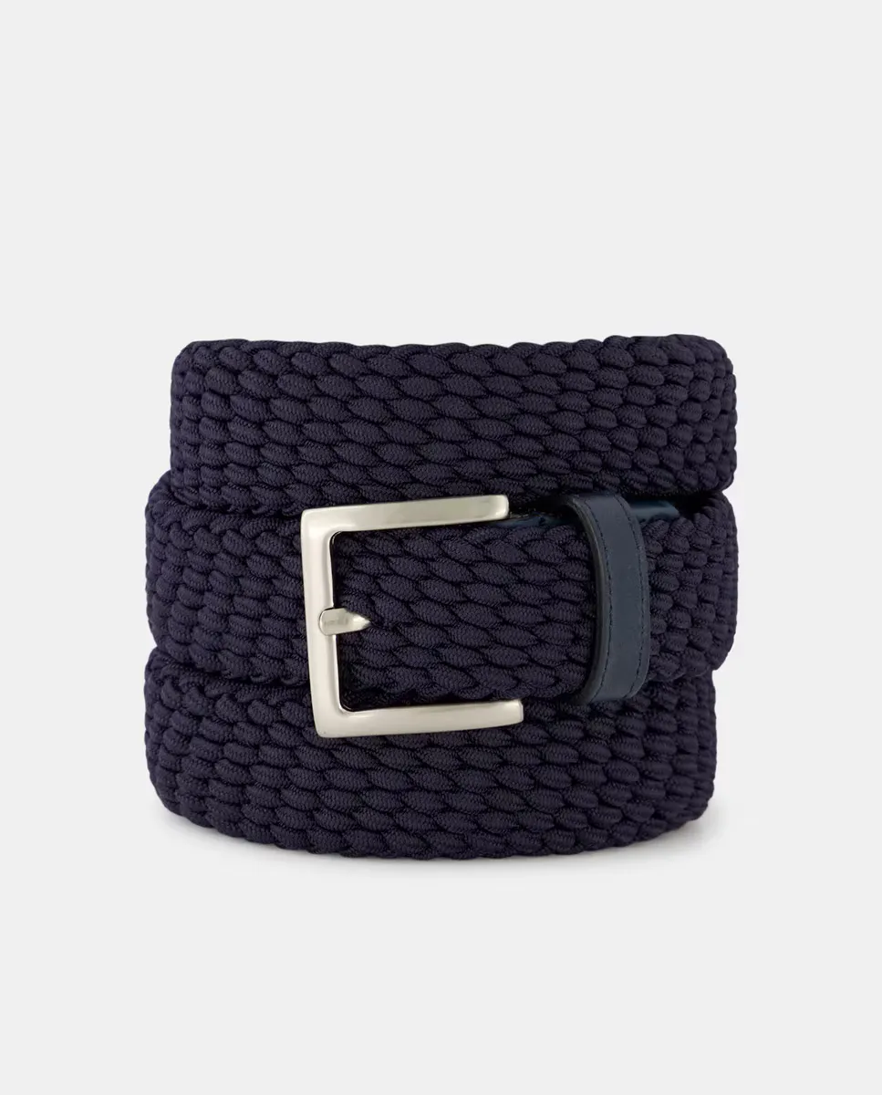 Мужской плетеный ремень с кожаными деталями Emidio Tucci, темно-синий
Мужской плетеный ремень с кожаными деталями Emidio Tucci, темно-синий