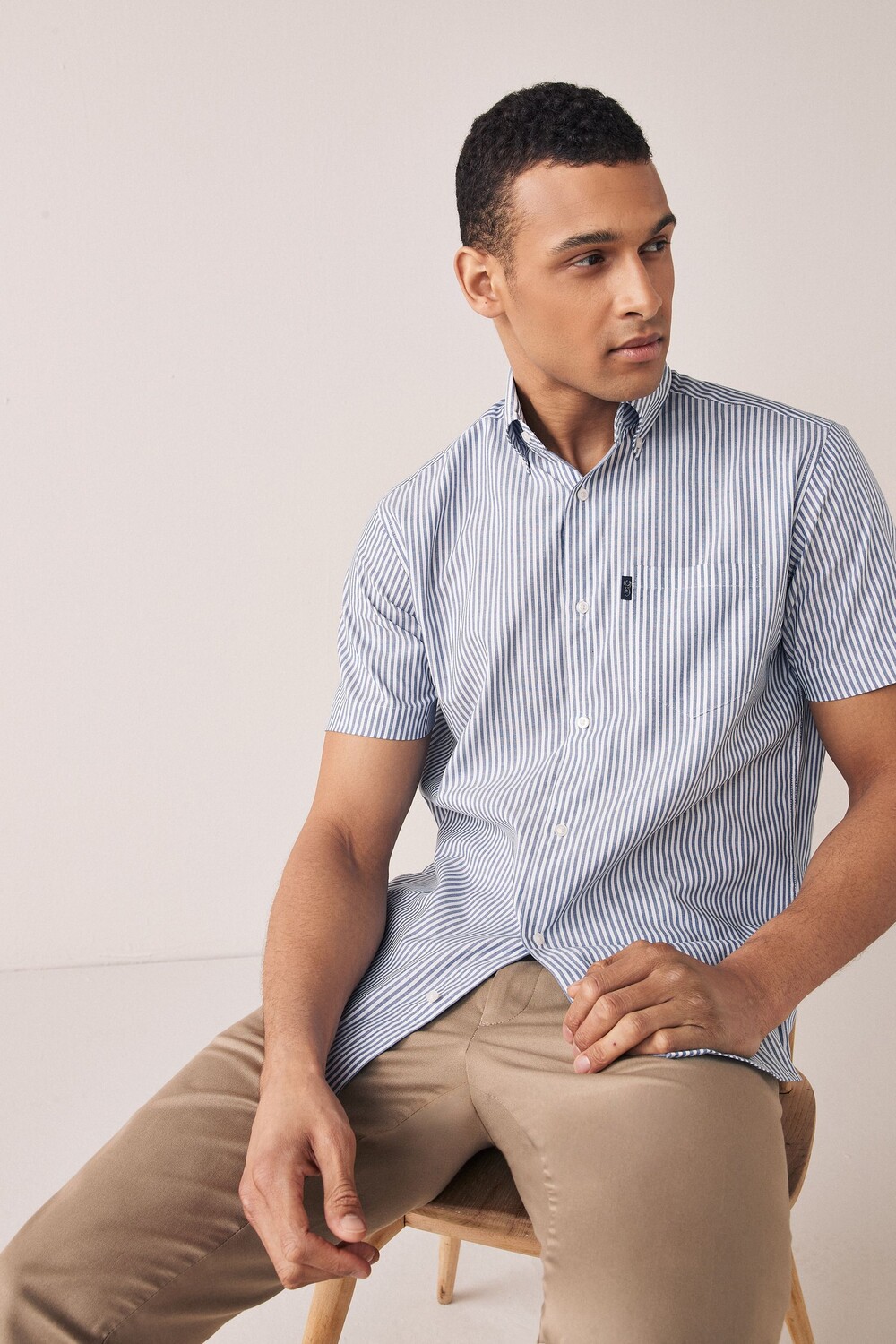 Рубашка Oxford Easy Iron на пуговицах Next, синий 
Рубашка Oxford Easy Iron на пуговицах Next, синий