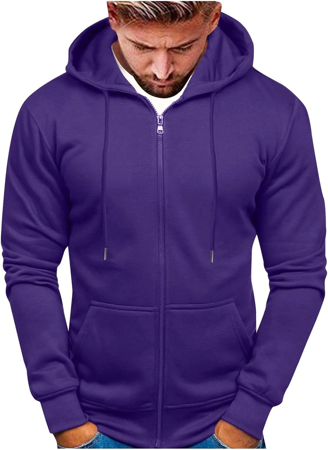 Мужская худи на молнии с капюшоном и карманом
Мужская худи на молнии с капюшоном и карманом