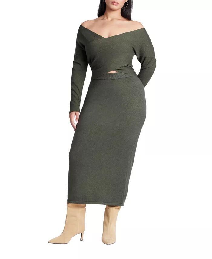 Юбка-свитер больших размеров ELOQUII, зеленый
Юбка-свитер больших размеров ELOQUII, зеленый