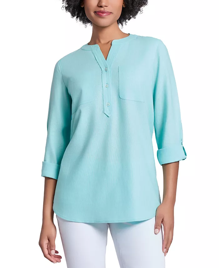 Повседневный топ с разрезом на горловине и закатанными рукавами Petite Split-Neck Roll-Tab-Sleeve Top Jones New York, синий
Повседневный топ с разрезом на горловине и закатанными рукавами Petite Split-Neck Roll-Tab-Sleeve Top Jones New York, синий