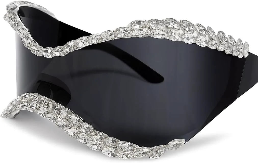 bullabulling Большие футуристические солнцезащитные очки со стразами для женщин, облегающие защитные очки, модные солнцезащитные очки-маска с кристаллами, Black
bullabulling Большие футуристические солнцезащитные очки со стразами для женщин, облегающие защитные очки, модные солнцезащитные очки-маска с кристаллами, Black