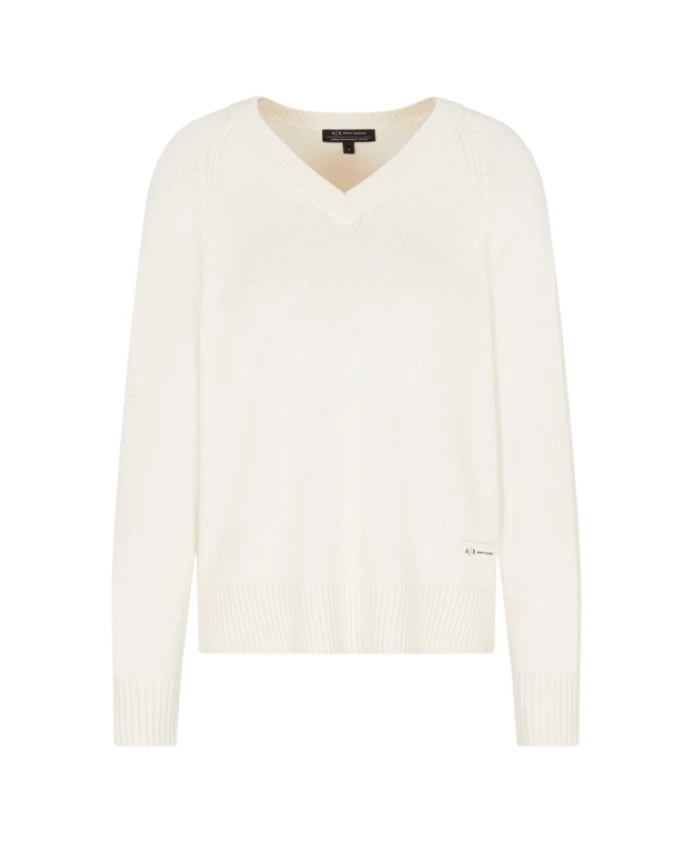 Свитер с V-образным вырезом Armani Exchange, белый
Свитер с V-образным вырезом Armani Exchange, белый