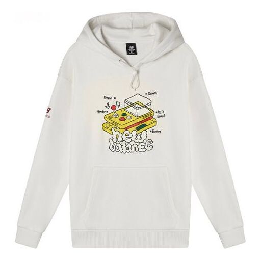 Толстовка с капюшоном с графическим принтом New Balance, белый 
Толстовка с капюшоном с графическим принтом New Balance, белый