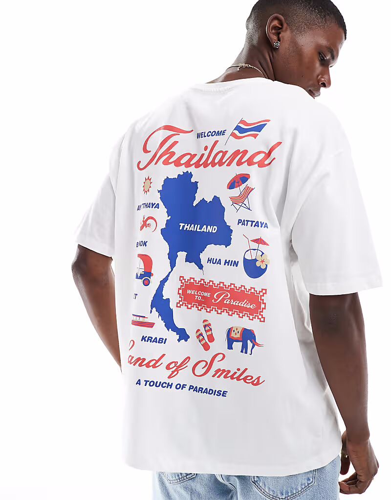 Футболка свободного кроя ASOS DESIGN белого цвета с городским принтом спереди и сзади
Футболка свободного кроя ASOS DESIGN белого цвета с городским принтом спереди и сзади