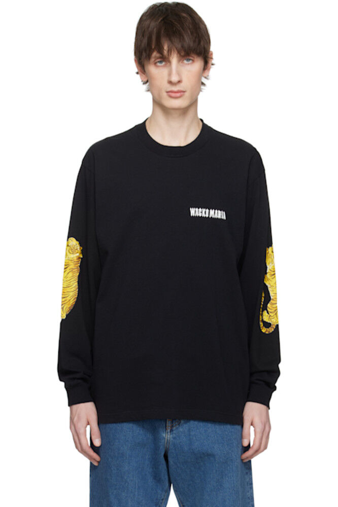Черная выстиранная футболка с круглым вырезом и длинными рукавами WACKO MARIA
Черная выстиранная футболка с круглым вырезом и длинными рукавами WACKO MARIA