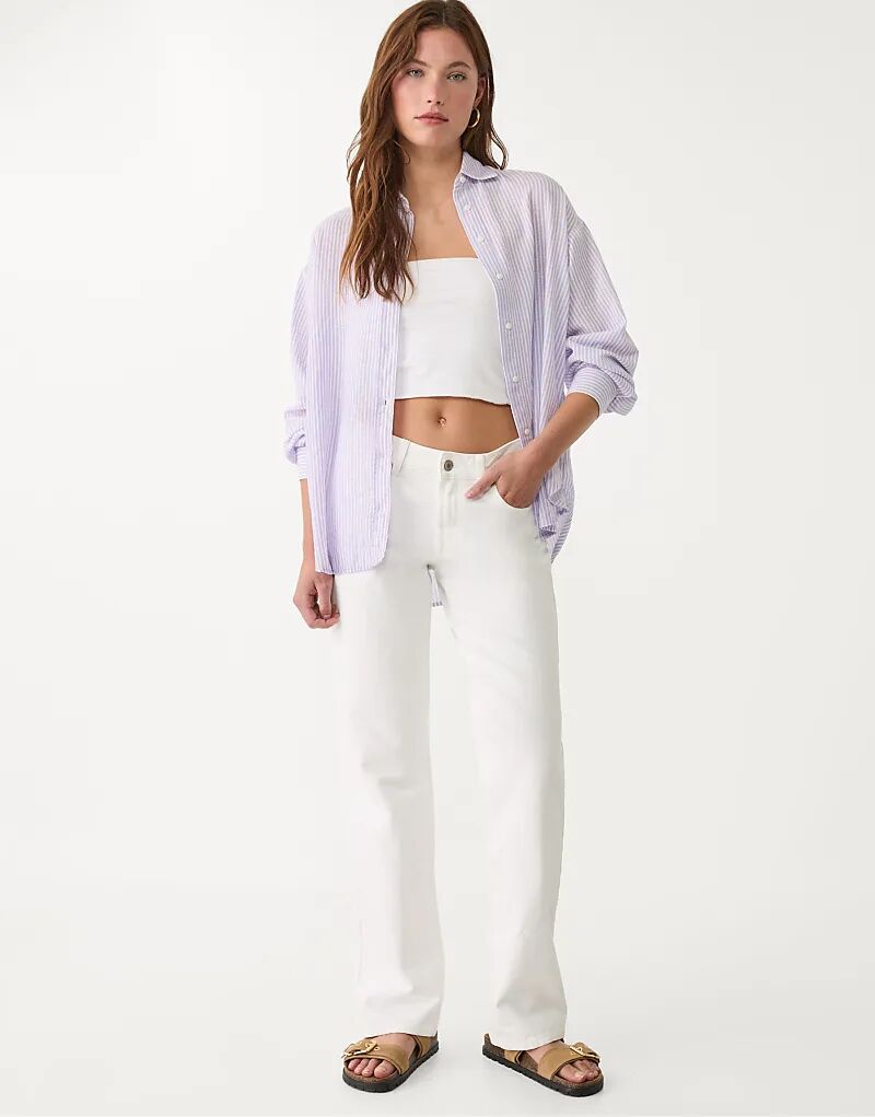 Рубашка Stradivarius из льняной смеси лилового цвета
Рубашка Stradivarius из льняной смеси лилового цвета