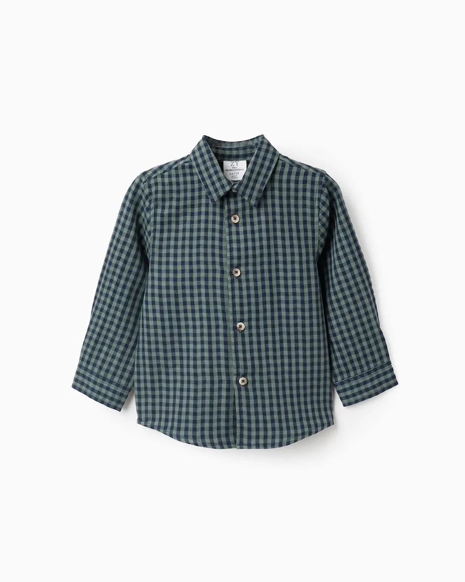 Детская рубашка для мальчика, 100% хлопок с узором виши Zippy, темно-синий/зеленый
Детская рубашка для мальчика, 100% хлопок с узором виши Zippy, темно-синий/зеленый