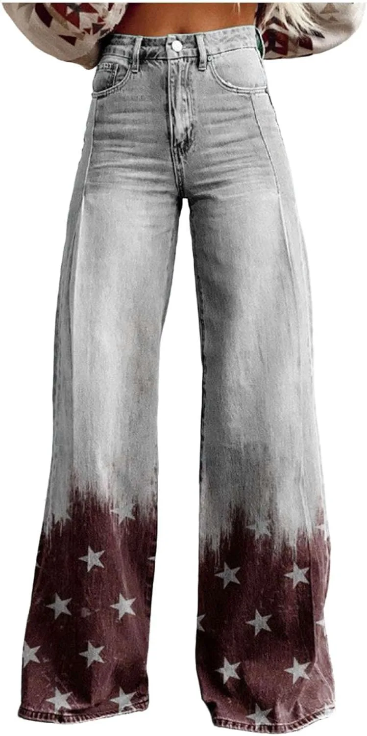 Ретро ковбойские широкие джинсовые брюки для женщин с градиентным принтом OELNWED
Ретро ковбойские широкие джинсовые брюки для женщин с градиентным принтом OELNWED