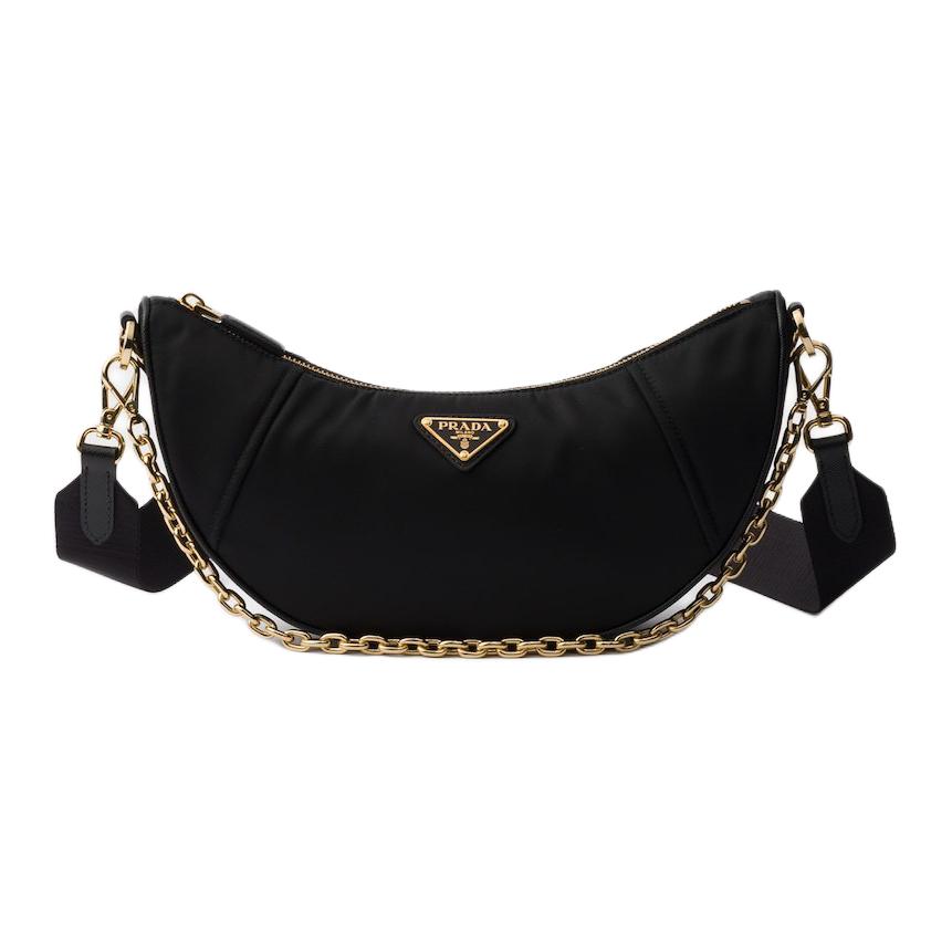 PRADA Переработанный нейлоновый полумесяц женская сумка через плечо черный 
PRADA Переработанный нейлоновый полумесяц женская сумка через плечо черный