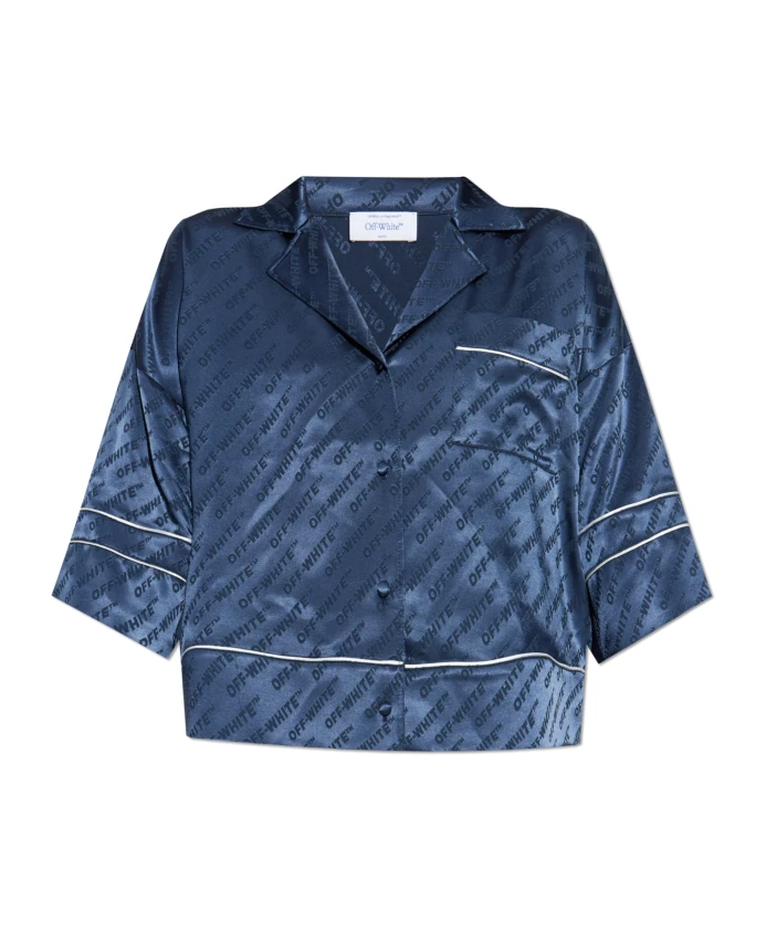 Атласная рубашка с монограммой Off White, синий
Атласная рубашка с монограммой Off White, синий
