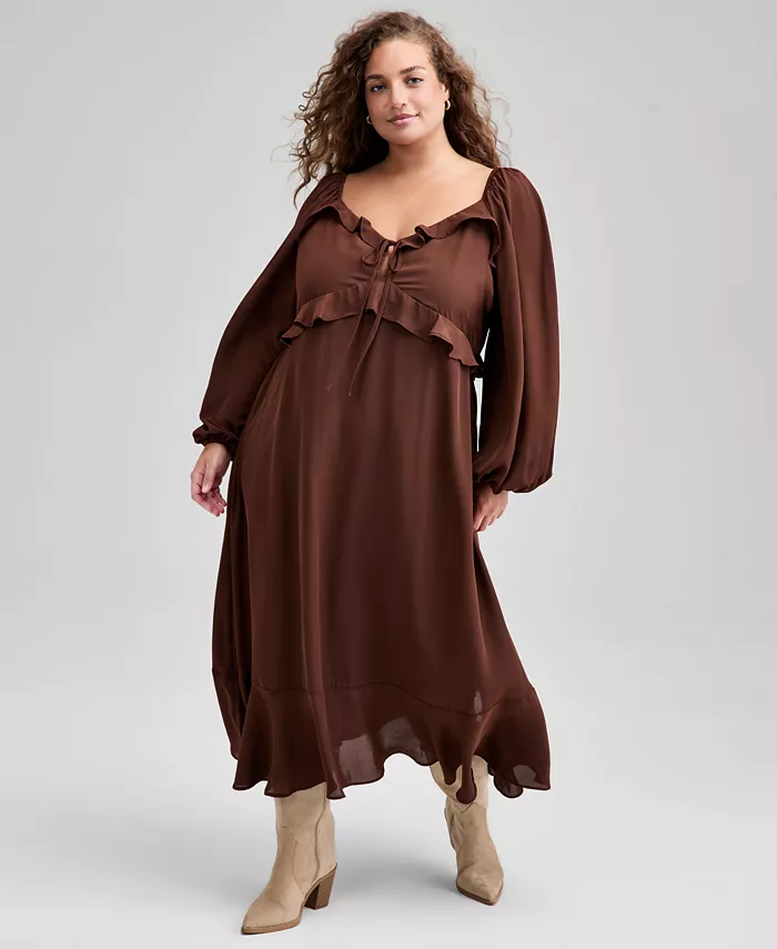 Модное платье с рюшами Plus Size с длинными рукавами And Now This, коричневый
Модное платье с рюшами Plus Size с длинными рукавами And Now This, коричневый