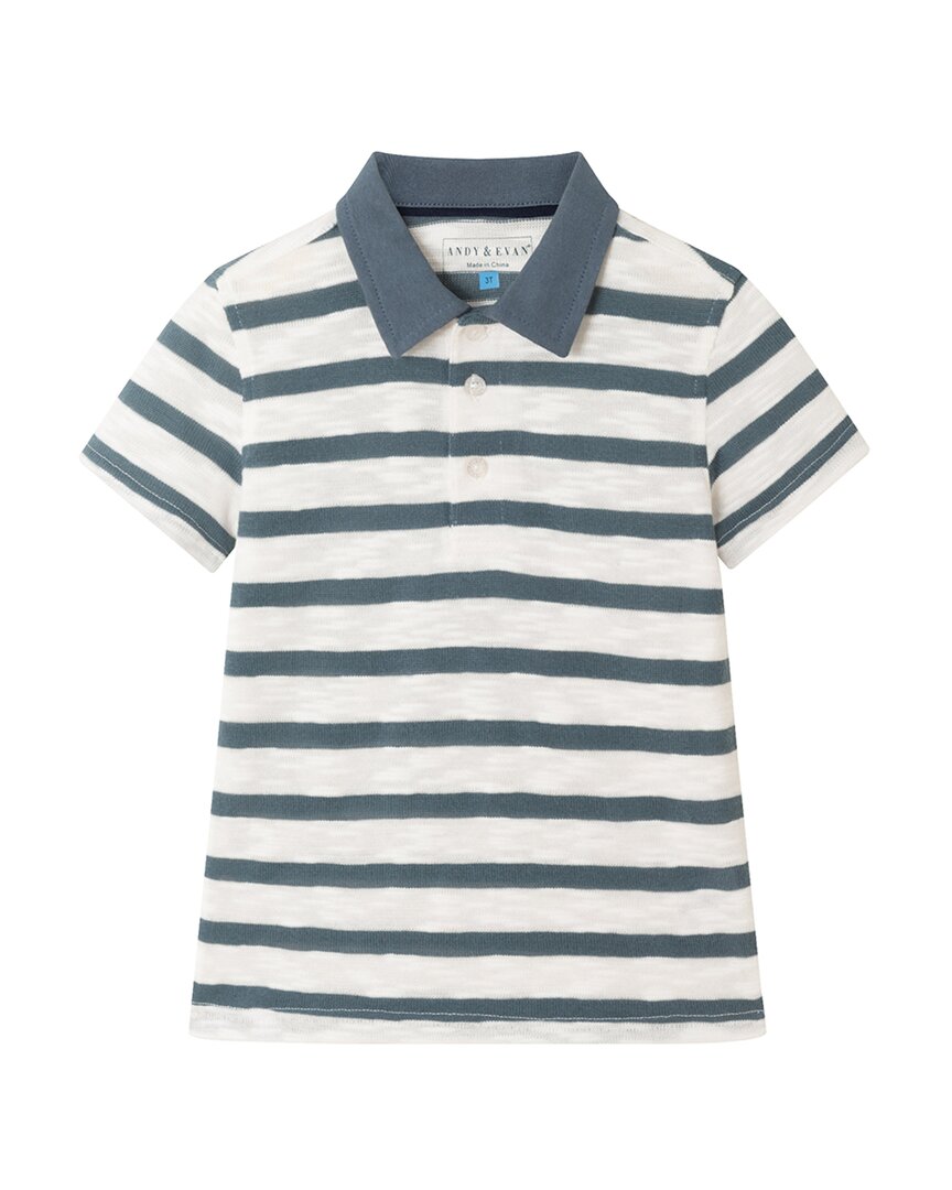 Поло в полоску с текстурой Andy & Evan, синий 
Поло в полоску с текстурой Andy & Evan, синий