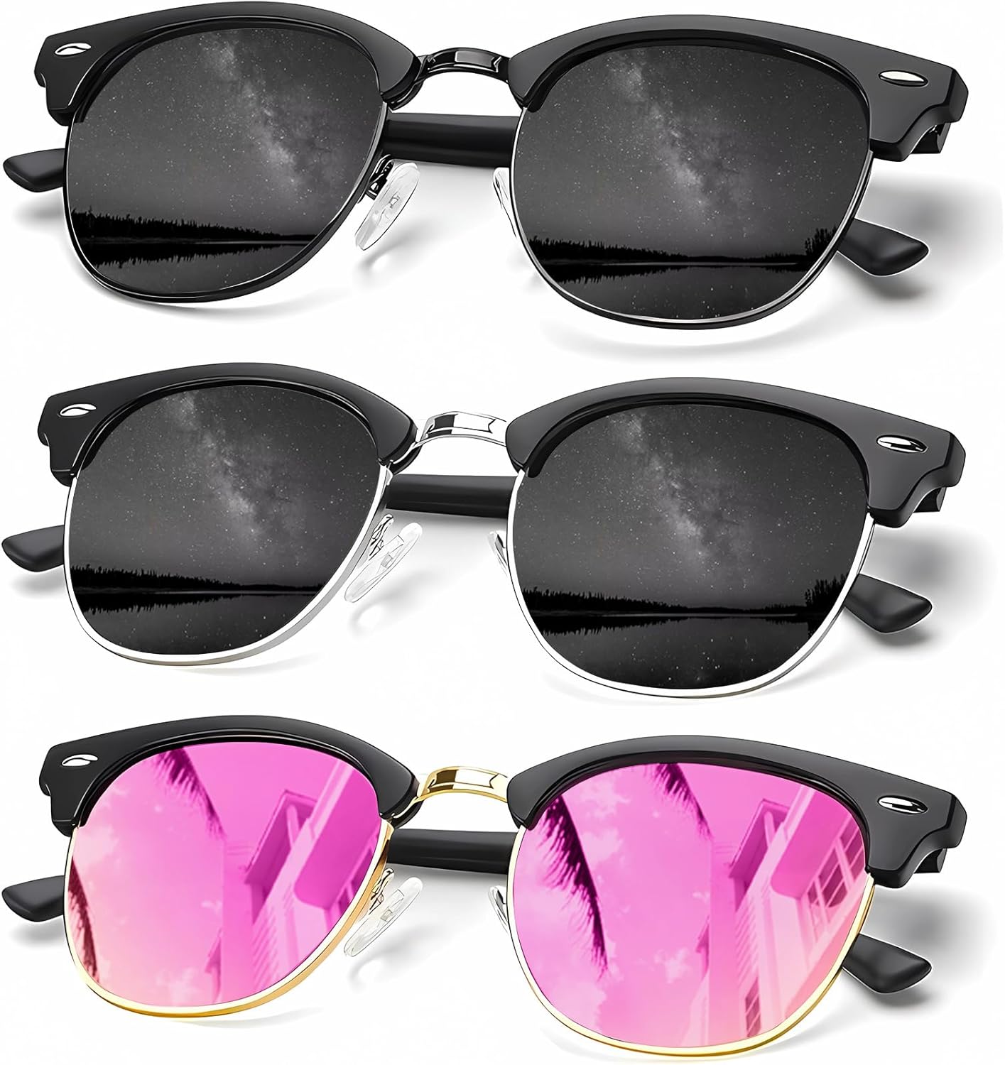 Солнцезащитные очки KALIYADI для мужчин, поляризованные, унисекс, полуободковая оправа, ретро-стиль, для вождения, с защитой от УФ-излучения, D12-(3 Pack)black/Silver Black/Black Pink
Солнцезащитные очки KALIYADI для мужчин, поляризованные, унисекс, полуободковая оправа, ретро-стиль, для вождения, с защитой от УФ-излучения, D12-(3 Pack)black/Silver Black/Black Pink