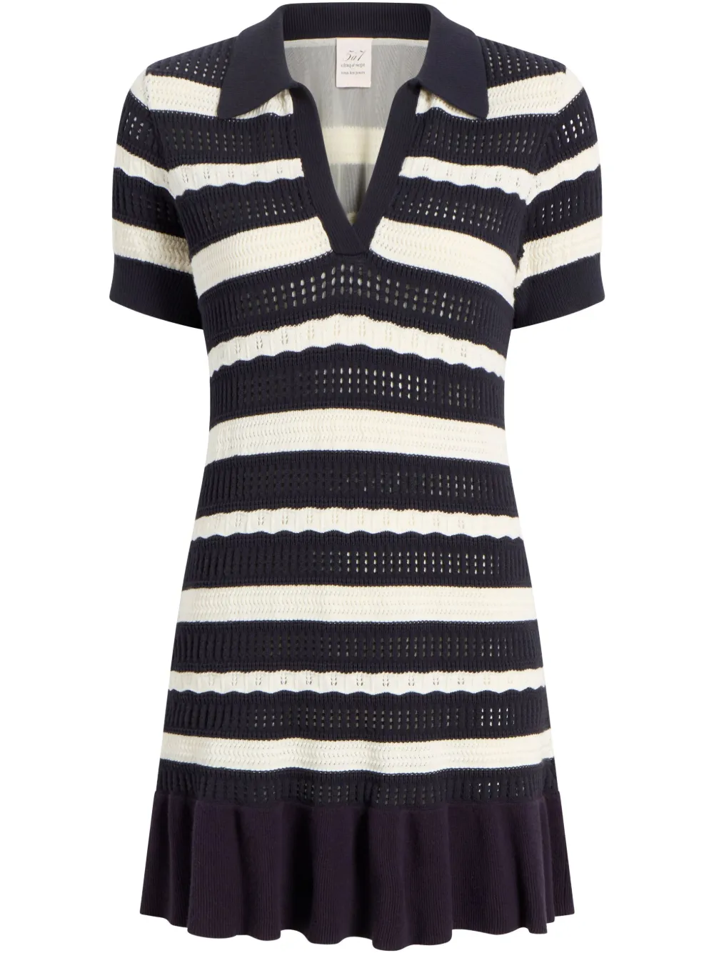 Полосатое платье с воротником поло Cinq A Sept, синий
Полосатое платье с воротником поло Cinq A Sept, синий