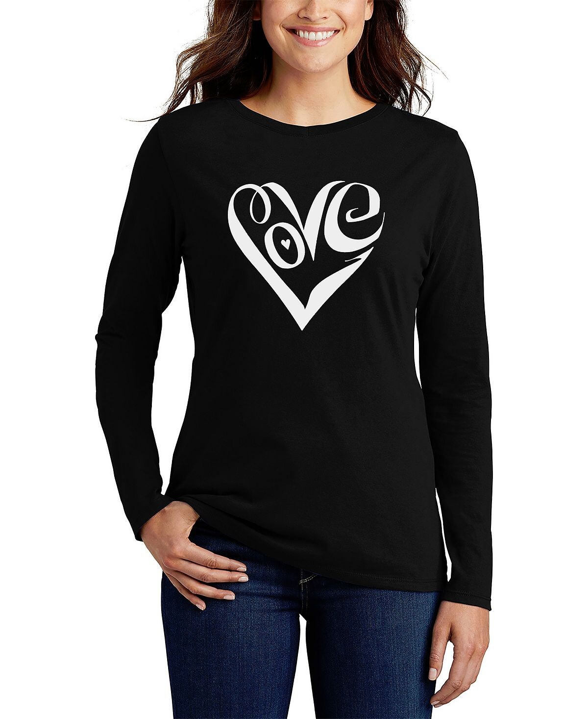Женская футболка с длинным рукавом word art script love heart LA Pop Art, черный
Женская футболка с длинным рукавом word art script love heart LA Pop Art, черный