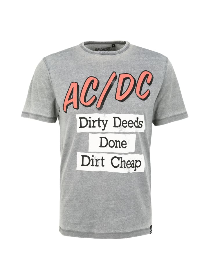 Футболка Re:Covered T-Shirt ACDC Dirty Deeds Done Cheap, цвет Light Grey 
Футболка Re:Covered T-Shirt ACDC Dirty Deeds Done Cheap, цвет Light Grey