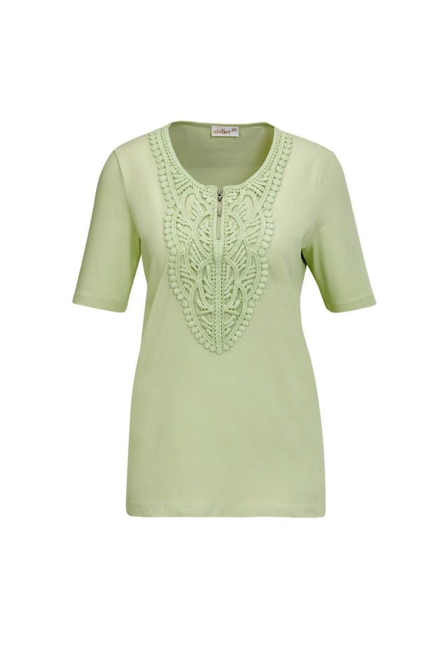Короткий размер: рубашка с круглым вырезом и кружевом крючком Goldner, зеленый
Короткий размер: рубашка с круглым вырезом и кружевом крючком Goldner, зеленый