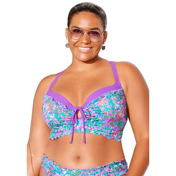 Женский бра-топ бикини с длинным силуэтом и отделкой lettuce trim Swimsuits For All
Женский бра-топ бикини с длинным силуэтом и отделкой lettuce trim Swimsuits For All