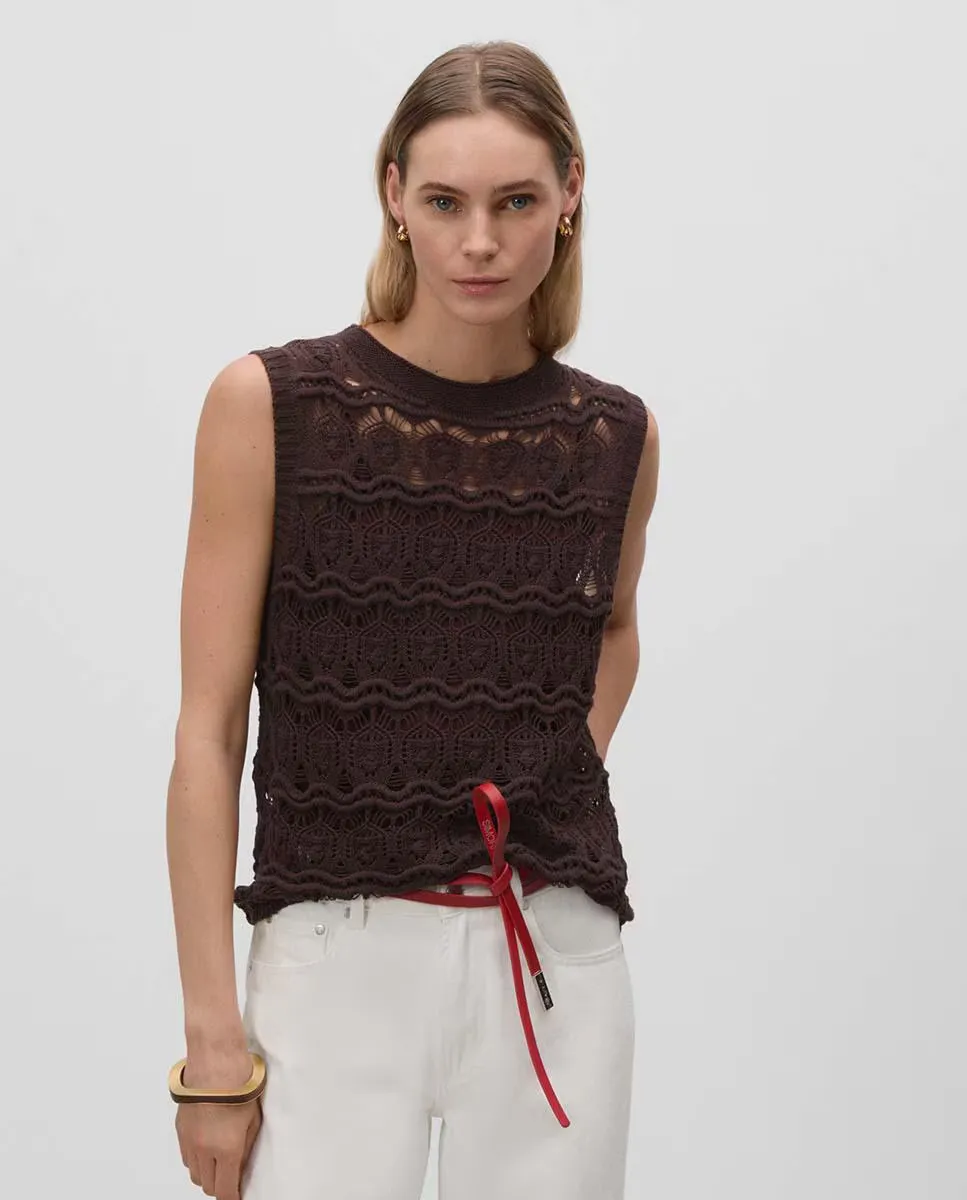 Женский ажурный трикотажный топ Simorra, коричневый
Женский ажурный трикотажный топ Simorra, коричневый