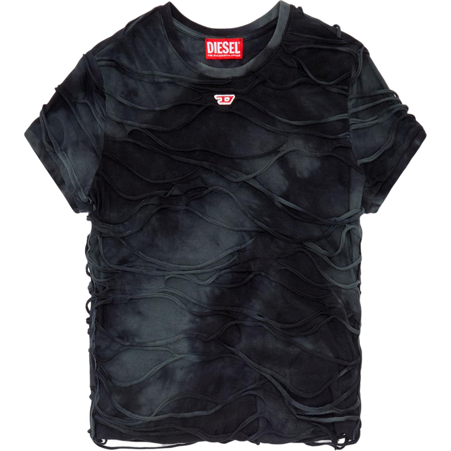 Футболка с круглым вырезом в технике тай-дай DIESEL, черный
Футболка с круглым вырезом в технике тай-дай DIESEL, черный