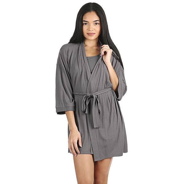 Женский короткий халат с открытой полой и ребристым узором Memoi, Dark Gray
Женский короткий халат с открытой полой и ребристым узором Memoi, Dark Gray