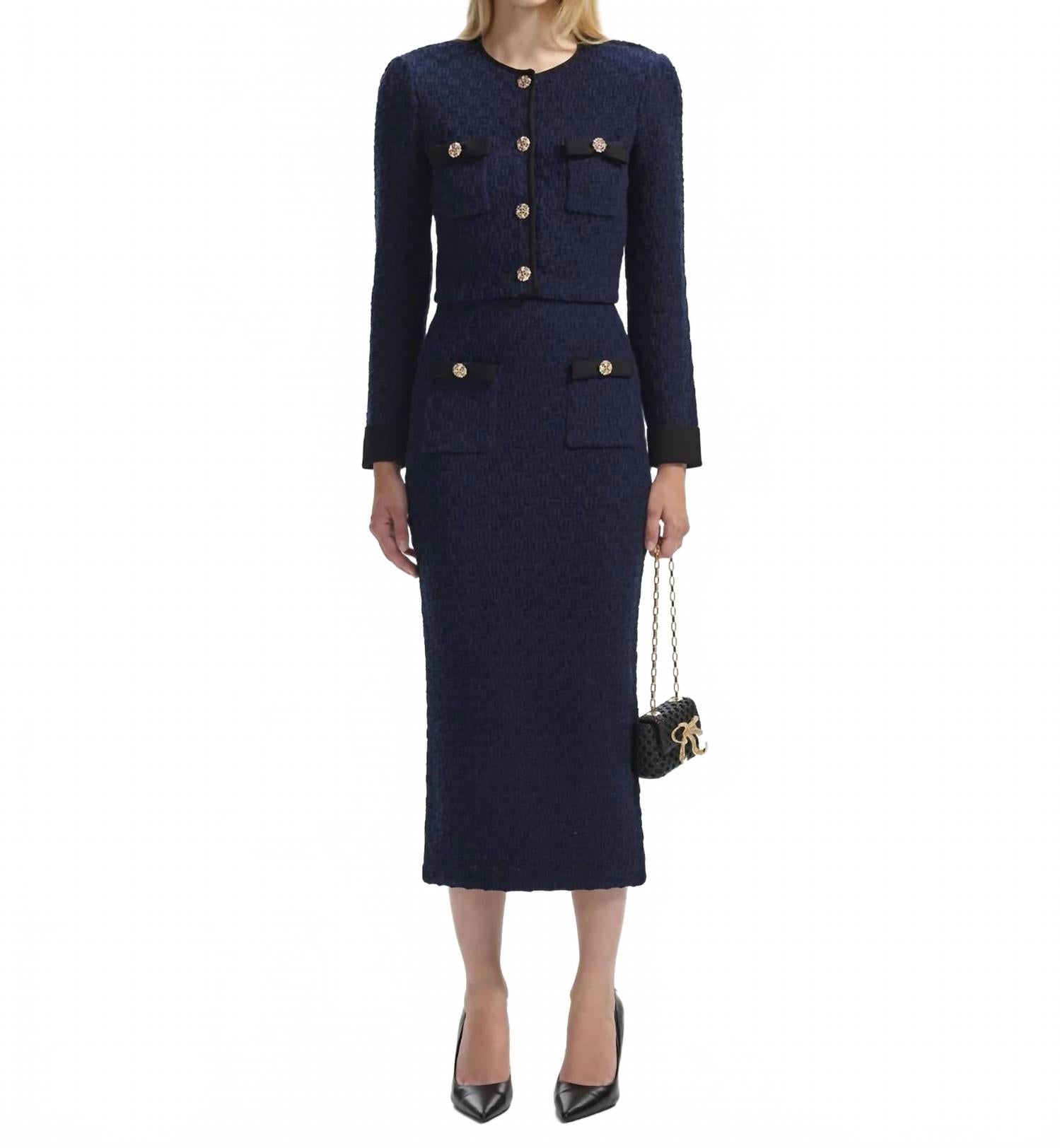 Юбка миди из трикотажного полотна темно-синего цвета Self-Portrait, темно-синий
Юбка миди из трикотажного полотна темно-синего цвета Self-Portrait, темно-синий