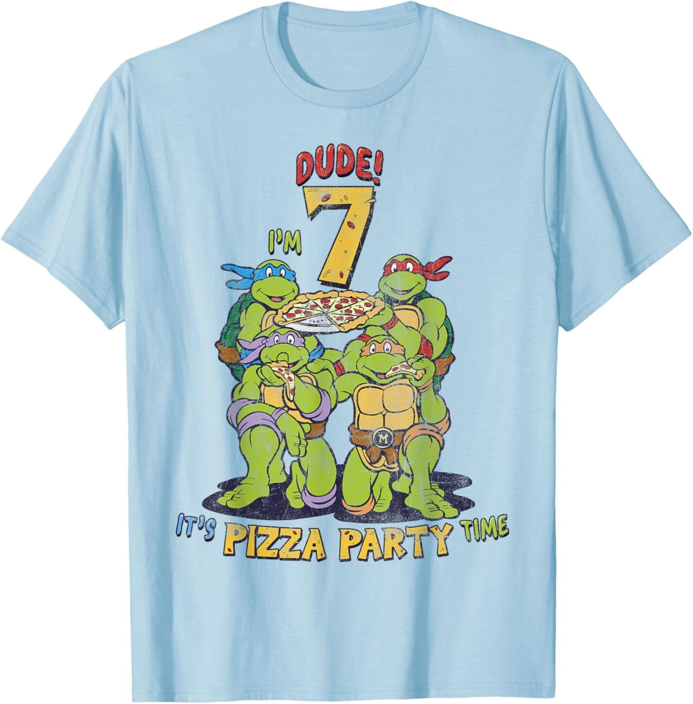 Мужская футболка Teenage Mutant Ninja Turtles I'm 7 Dude Pizza Birthday Party, светло-голубой
Мужская футболка Teenage Mutant Ninja Turtles I'm 7 Dude Pizza Birthday Party, светло-голубой
