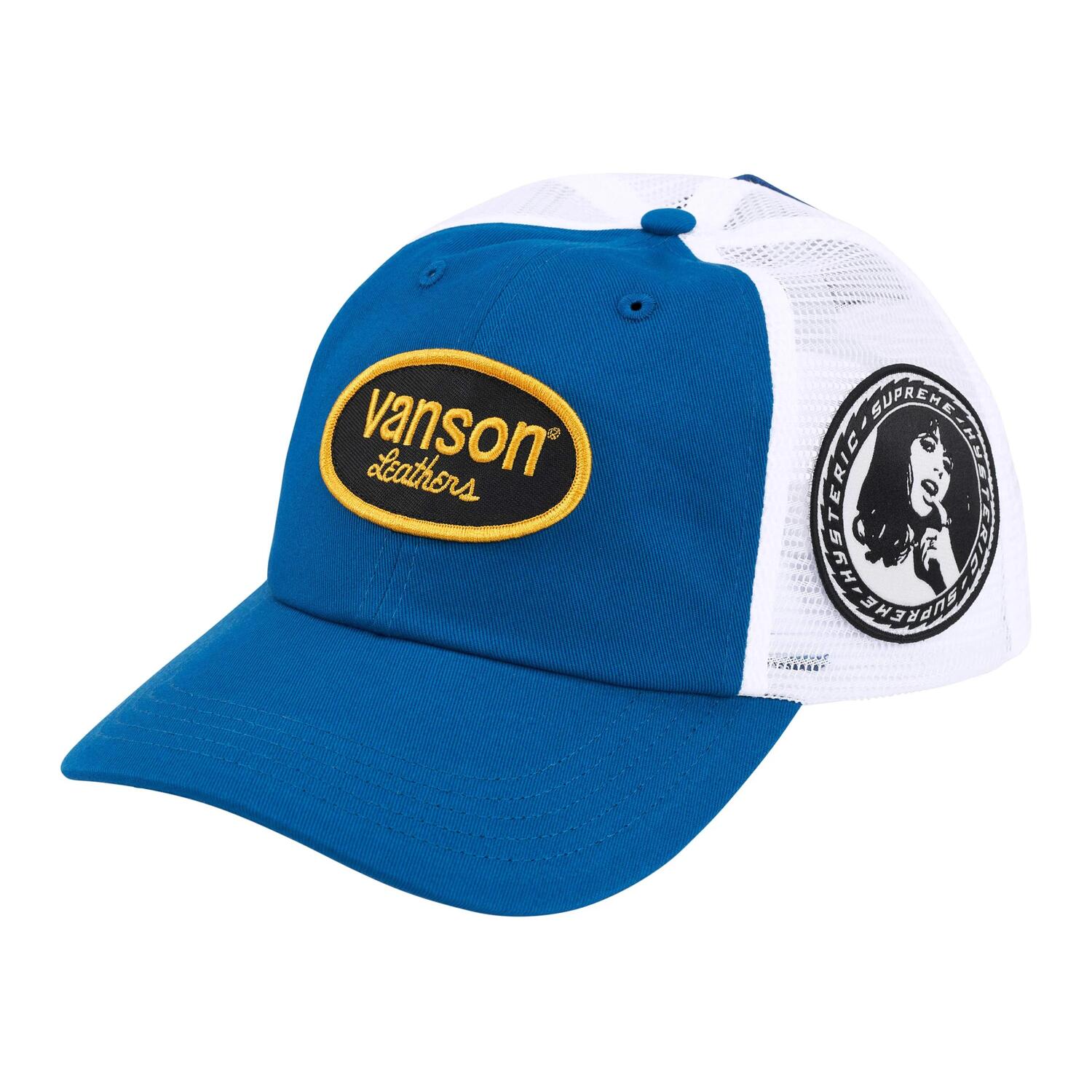 Supreme Хистерик Гламур Вэнсон кожаная сетчатая спинка шестипанельная кепка, Blue/White
Supreme Хистерик Гламур Вэнсон кожаная сетчатая спинка шестипанельная кепка, Blue/White