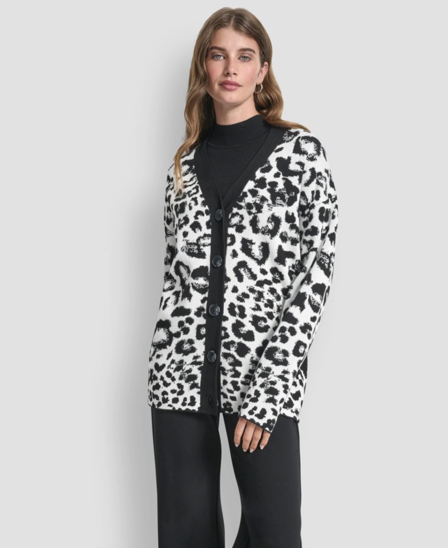 Женский кардиган с длинными рукавами и V-образным вырезом DKNY, Black/ivory
Женский кардиган с длинными рукавами и V-образным вырезом DKNY, Black/ivory