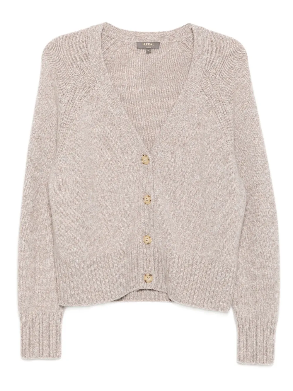 Кардиган с V-образным вырезом N.Peal, нейтральный 
Кардиган с V-образным вырезом N.Peal, нейтральный
