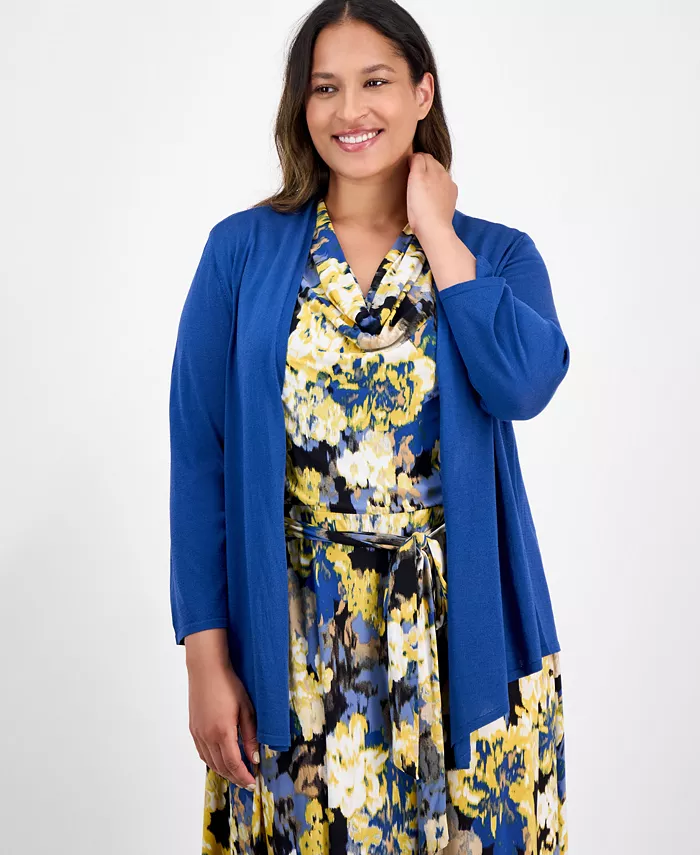 Кардиган размера плюс с открытым передом и рукавами 3/4 Kasper, синий
Кардиган размера плюс с открытым передом и рукавами 3/4 Kasper, синий