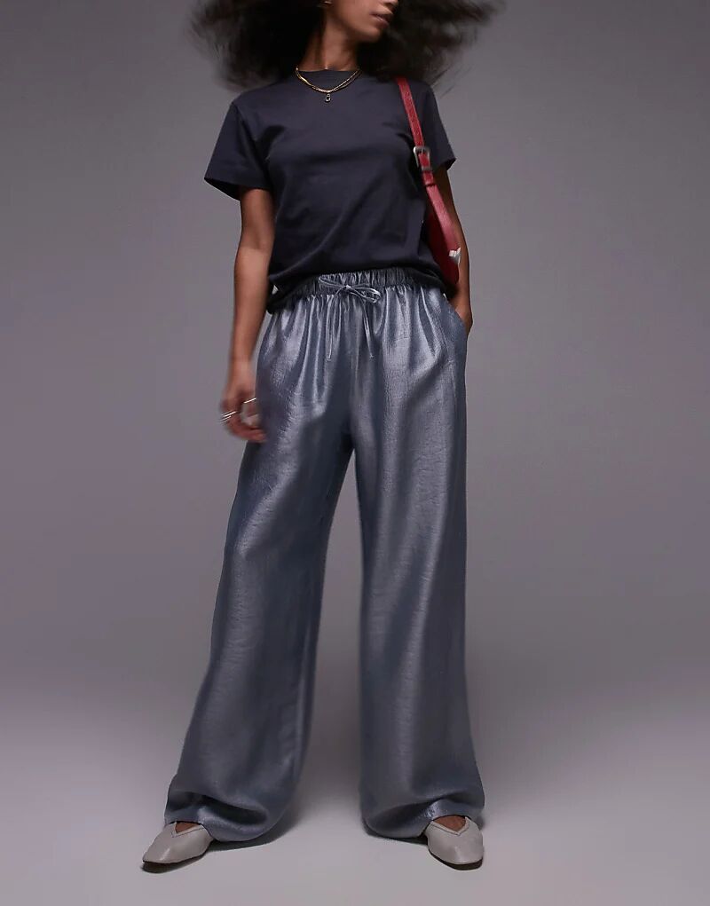 Брюки прямого кроя из текстурированного атласа с завязками серебристого цвета Topshop
Брюки прямого кроя из текстурированного атласа с завязками серебристого цвета Topshop