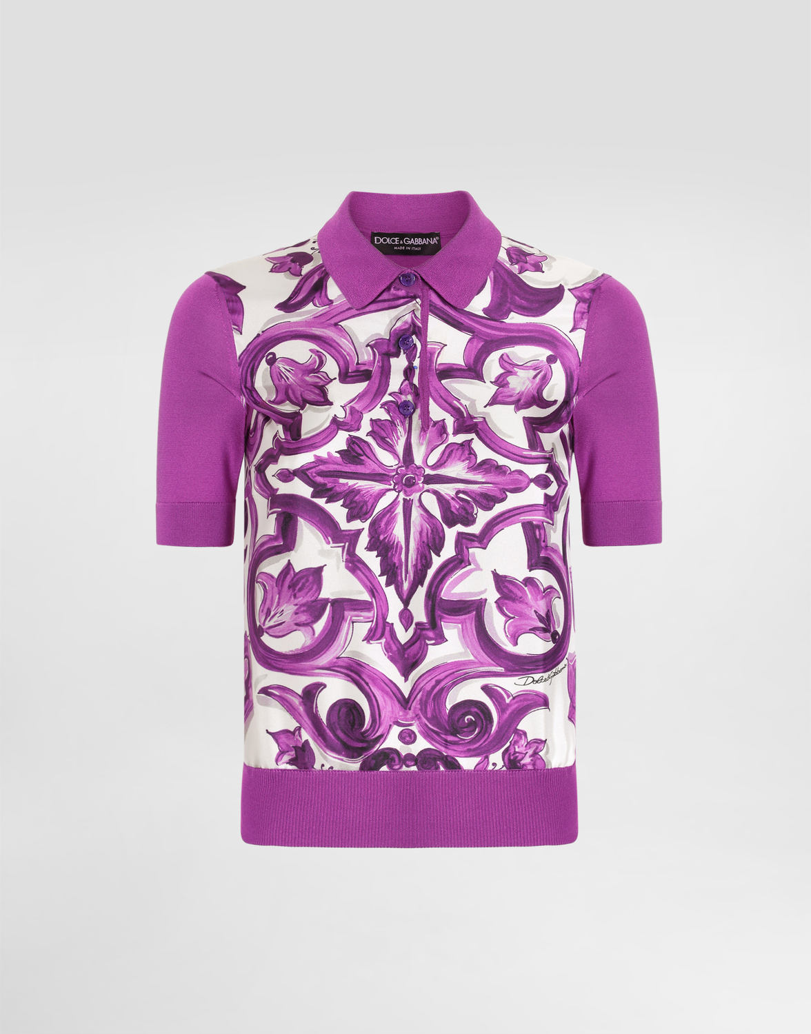Шелковое поло с принтом "майолика" Dolce & Gabbana, мультиколор
Шелковое поло с принтом "майолика" Dolce & Gabbana, мультиколор