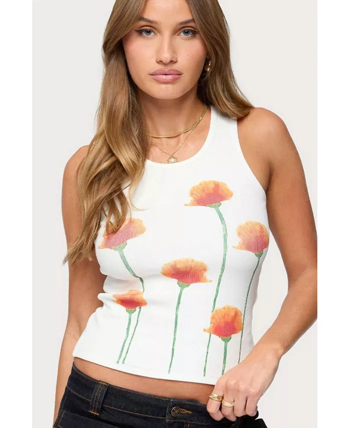 Женская майка в рубчик с принтом полевых цветов Edikted, белый
Женская майка в рубчик с принтом полевых цветов Edikted, белый