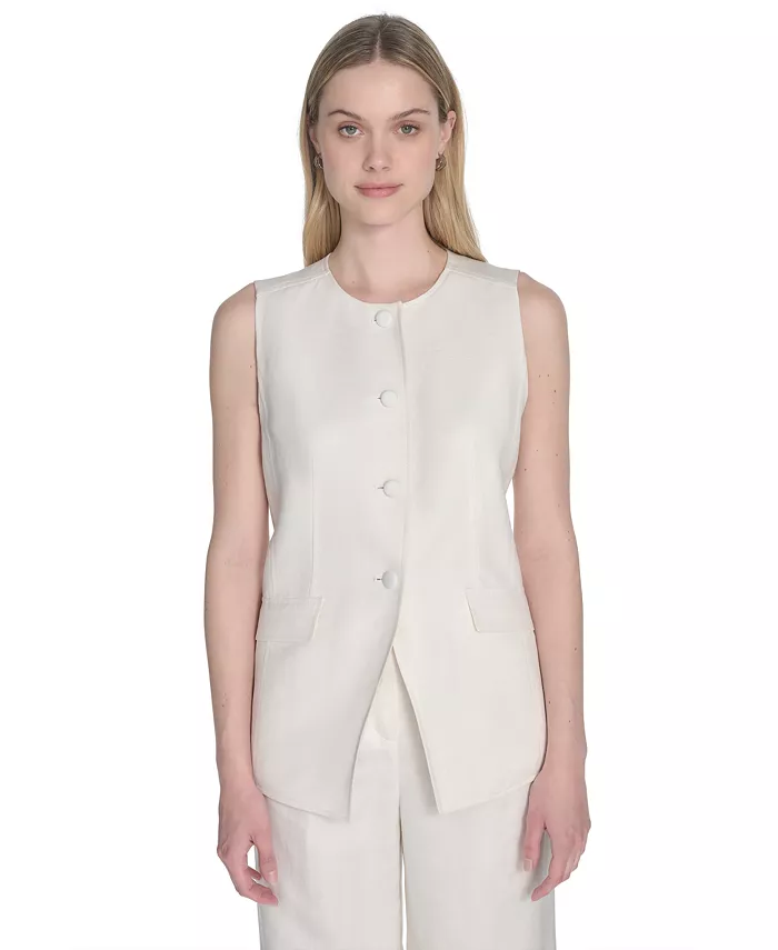 Женский безворотниковый жилет из смесового льна Calvin Klein, коричневый/бежевый
Женский безворотниковый жилет из смесового льна Calvin Klein, коричневый/бежевый