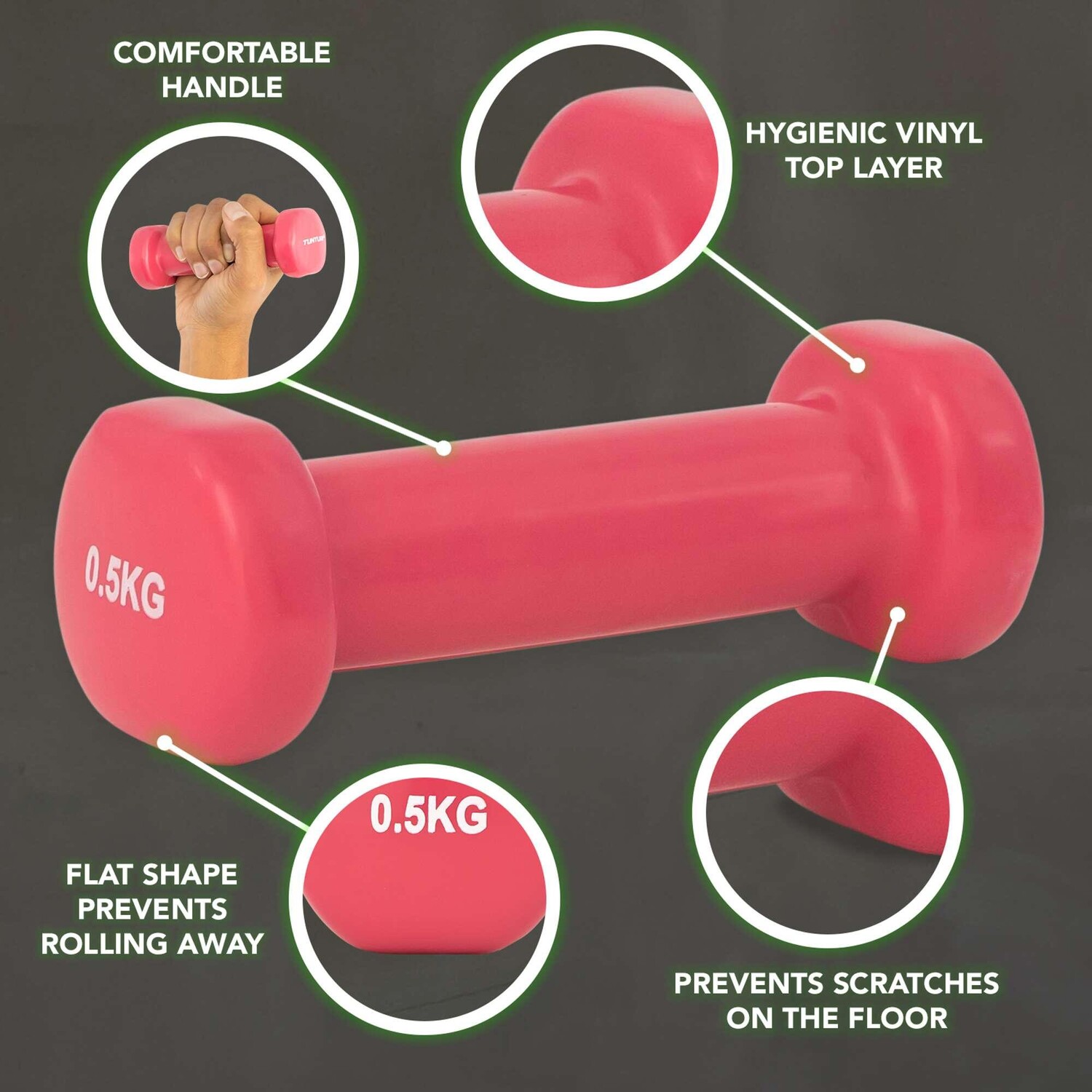 Набор гантелей - цветные гантели - винил - стальные гантели TUNTURI, розовый/розовый
Набор гантелей - цветные гантели - винил - стальные гантели TUNTURI, розовый/розовый