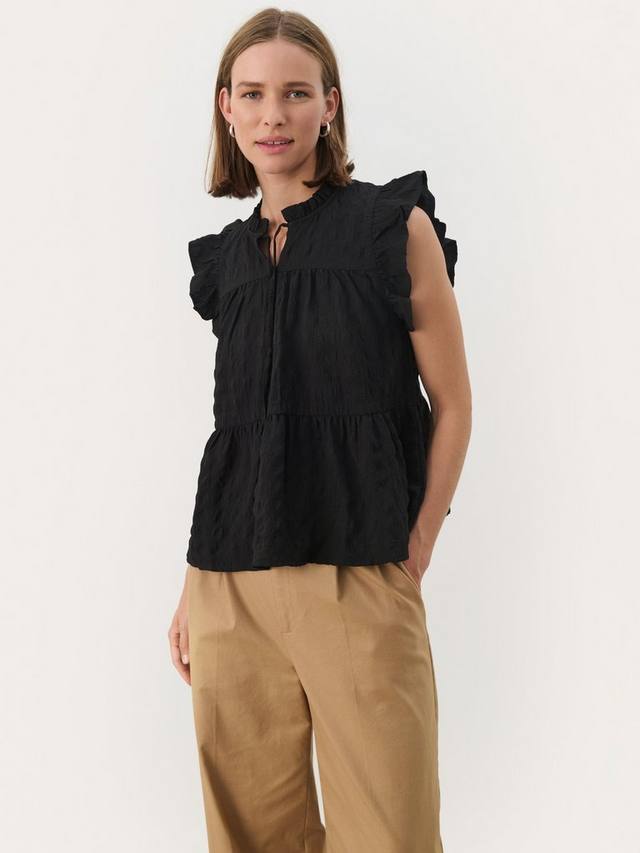 Гималиновая блузка без рукавов с рюшами Part Two, черный
Гималиновая блузка без рукавов с рюшами Part Two, черный