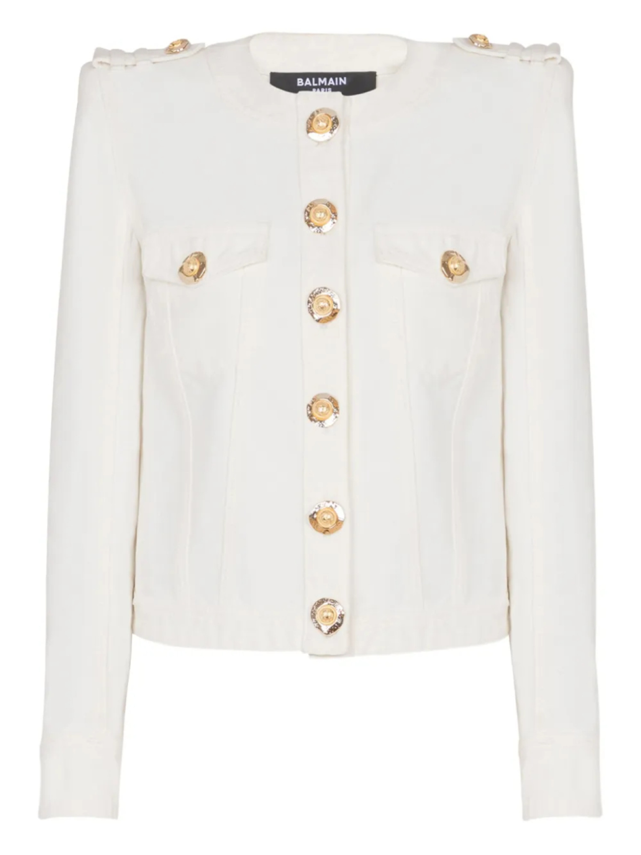 Balmain укороченная куртка из канваса, белый 
Balmain укороченная куртка из канваса, белый