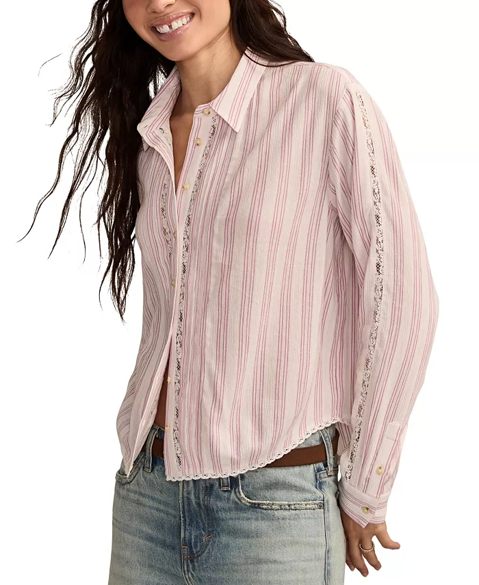 Женская хлопковая рубашка с кружевной отделкой и застежкой на пуговицы Lucky Brand, фиолетовый
Женская хлопковая рубашка с кружевной отделкой и застежкой на пуговицы Lucky Brand, фиолетовый