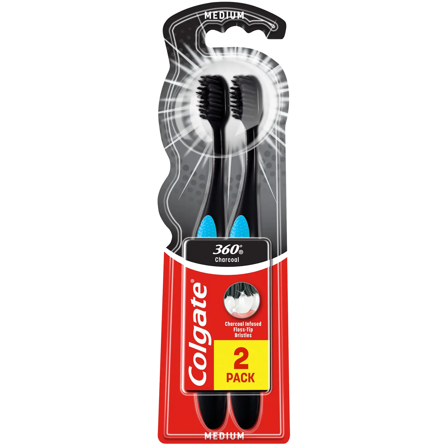 Colgate 360° Black средняя зубная щетка, 2 шт/1 упаковка
Colgate 360° Black средняя зубная щетка, 2 шт/1 упаковка